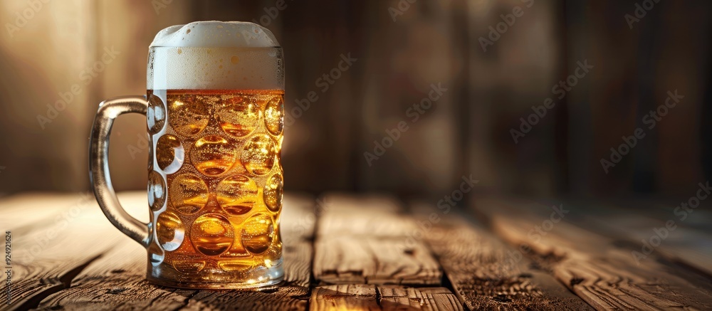 Aufkleber Oktoberfest themed pint of beer with a soft light setting on a rustic wooden backdrop with copy space image