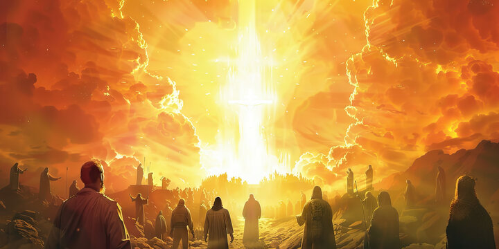 The Eternal Reign: Christ's Second Coming and His Everlasting Rule - Visualize a scene of eternal joy and worship as Christ's Second Coming inaugurates His everlasting reign over all creation