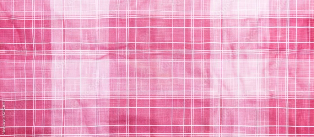 Poster Top view of a pink plaid pattern with space for text or other elements in the image. Creative banner. Copyspace image