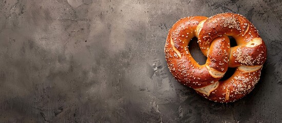 A pretzel is a knotted baked bread product commonly with a distinctive shape that can be used as a copy space image