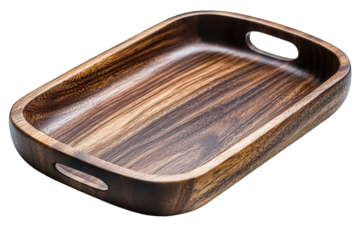 Elegant wooden tray with a smooth finish, perfect for serving food or decorative purposes in any home setting.