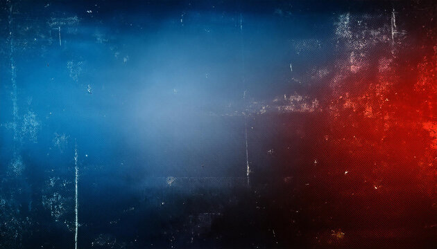 Abstract Grunge Texture with Blended Red and Blue Gradient, Subtle Scratches Dark Vintage Film Grain Effect. Banner Poster Background Wallpaper With Copy Space Patriotic Colors USA Flag President Vote