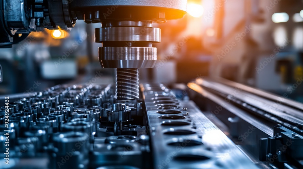 Poster close-up of a cnc machine in a workshop, showcasing precision engineering and automated manufacturin