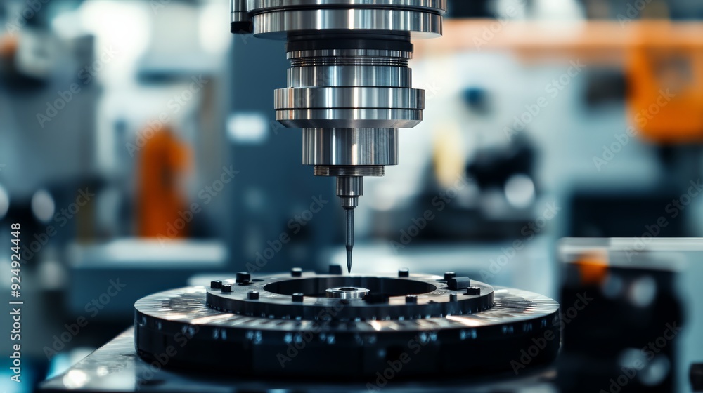 Poster close-up of a cnc machine in a factory, showcasing precision engineering and advanced manufacturing 