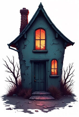 Haunted House on a Hill -white background