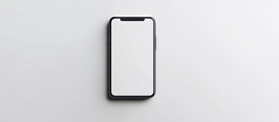 Mobile phone mockup with a white screen isolated on a white background in a high quality studio shot. with copy space image. Place for adding text or design
