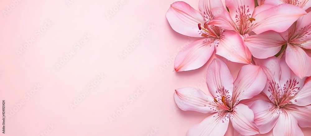 Poster Flowers outline the background Closeup Isolated background Top view with copyspace