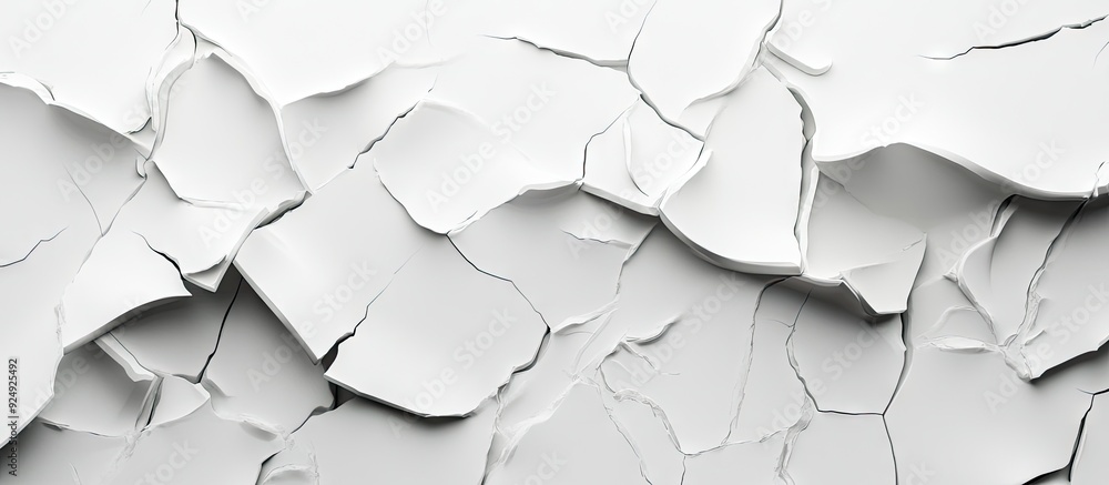 Poster zigzag pattern on the fractured white wall. with copy space image. place for adding text or design