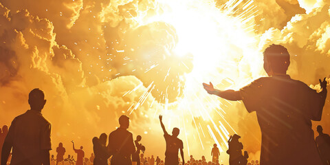The Rapture: The Blessed Hope of Believers - Picture a scene of joy and reunion as believers are caught up to meet the Lord in the air during the rapture