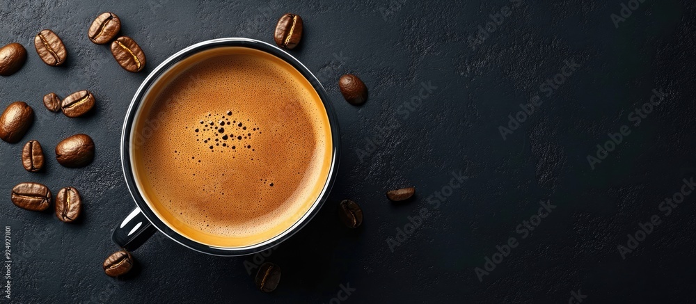 Poster A cup of coffee Beverage Focused selection. with copy space image. Place for adding text or design