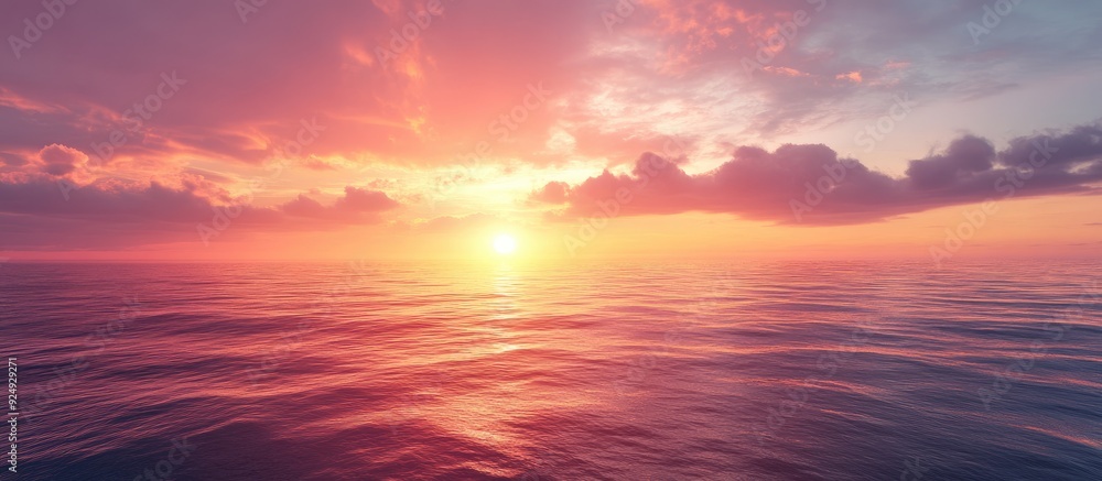 Aufkleber sunrise over the ocean. with copy space image. Place for adding text or design