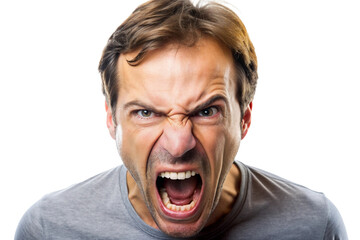 Face of angry man screaming or shouting png 