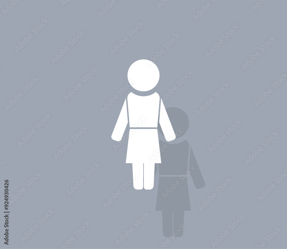 Poster vector icon of white color with shadow on gray background