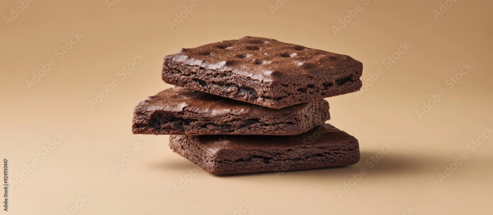 Fototapete a standard bourbon biscuit set against a plain background. with copy space image. place for adding t