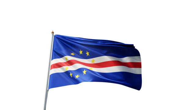 Flag of cape verde on a transparent background, png, flag on a flag pole waving in the wind, african country, national symbol of  the island cape verde, picture of a flag