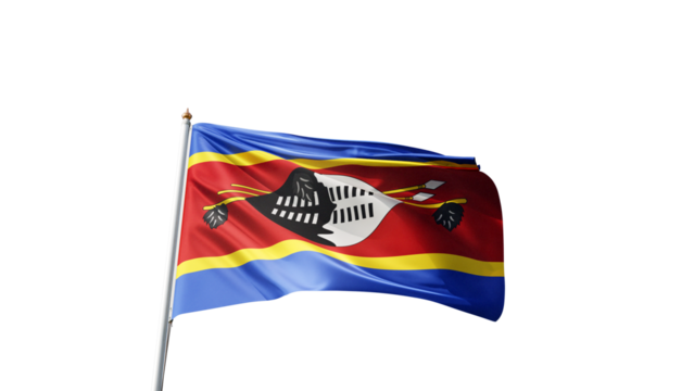 Flag of Eswatini on a transparent background, png, flag on a flag pole waving in the wind, african country, national symbol of  Eswatini, picture of a flag
