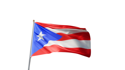 Flag of puerto rico  on a transparent background, png, flag on a flag pole waving in the wind, american country, national symbol of  puerto rico, picture of a flag