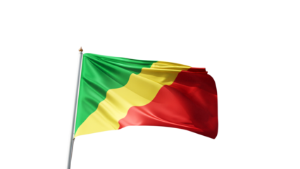 Flag of republic of congo on a transparent background, png, flag on a flag pole waving in the wind, african country, national symbol of congo, picture of a flag