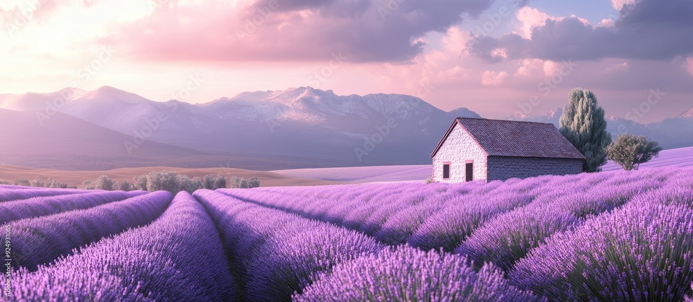 Poster lavender farm. with copy space image. place for adding text or design
