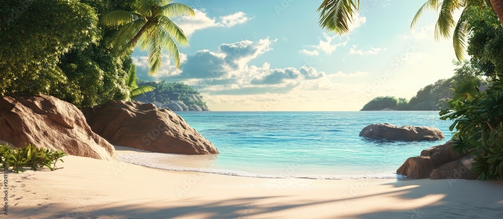Aufkleber The beach view is pleasant. with copy space image. Place for adding text or design