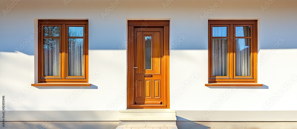 Poster Doors and windows of newly constructed homes. with copy space image. Place for adding text or design