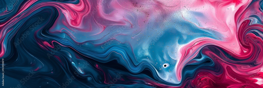 Poster a visually striking abstract painting featuring swirling patterns of pink and blue hues with a blend