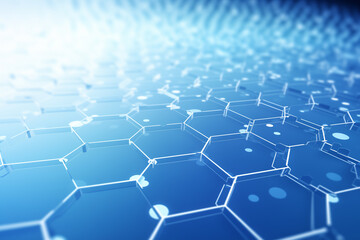 Obraz premium Abstract blue hexagons pattern background for design.Hi-tech science and research concept innovation.