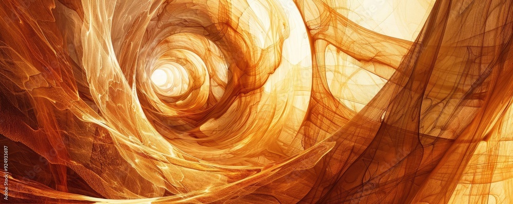 Poster an abstract representation of flowing textures in warm tones, creating a sense of depth and movement