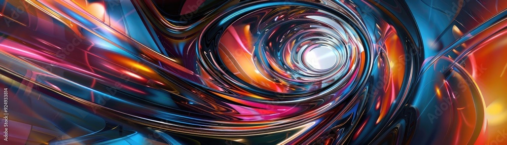 Poster colorful abstract swirl with vibrant light reflections, creating a dynamic and energetic visual expe
