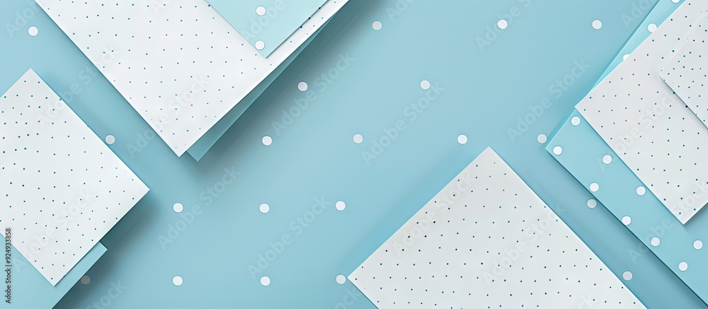 Aufkleber Pile of blank sheets on a polka dot backdrop. with copy space image. Place for adding text or design