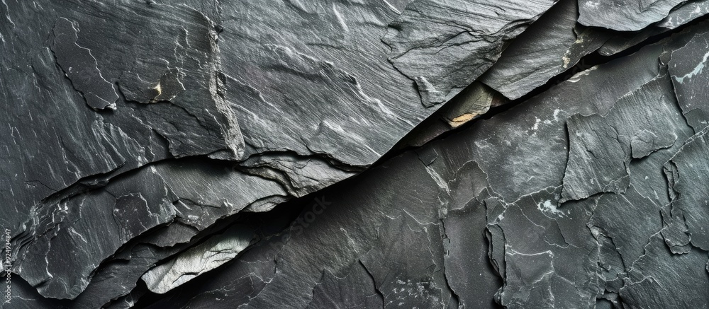 Fototapete Natural black slate stone background pattern with high resolution Top view Space for text. with copy space image. Place for adding text or design