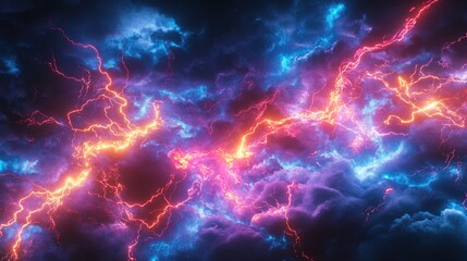 Electrifying Lightning Arcs: Stunning Visual Art for Dynamic Sports Decor - A Captivating Stormy Night Atmosphere with Vibrant Colors and Intense Energy