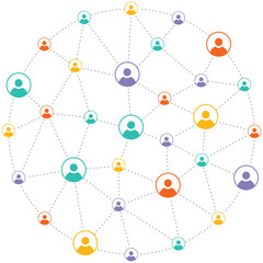 the connection of business team around the world. Vector illustration of education and science concept with globe. Social network symbol. People connected by lines.