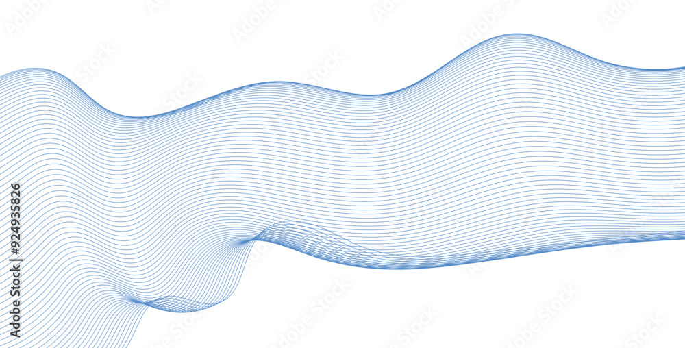 Poster abstract blue wave background. blue minimal round lines abstract background. thin line wavy abstract