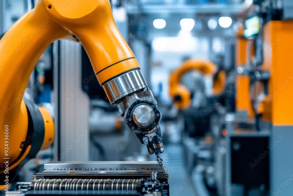Aufkleber close-up of a robotic arm in a modern automated production line, showcasing advanced industrial tech