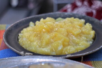 German cuisine: mashed potatoes in Nuremberg, Germany