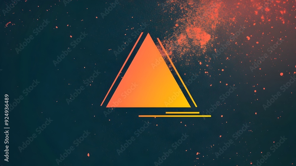 Poster striking orange triangle floating on dark gradient modern abstract design