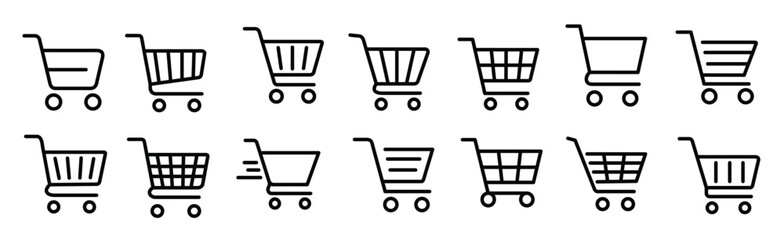 shopping cart line icon set isolated on transparent background. for your websites and apps