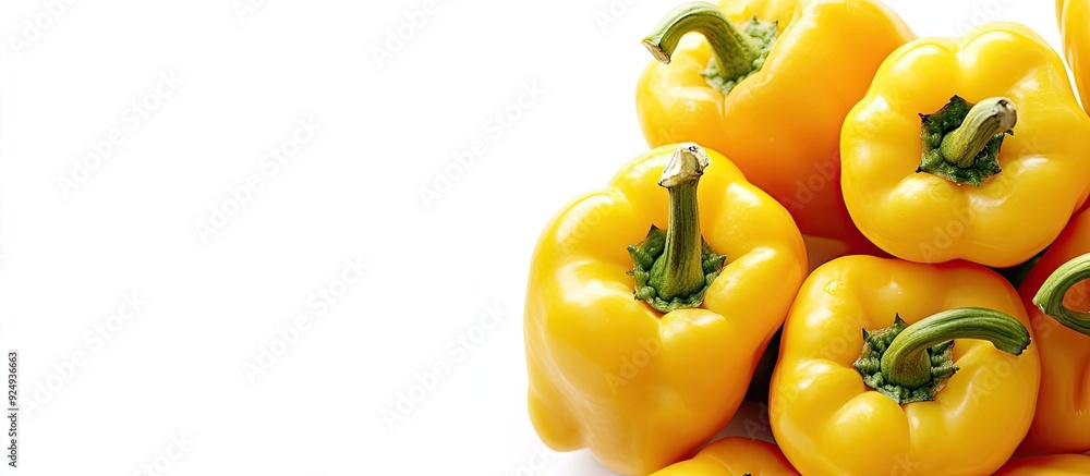 Leinwandbilder Fresh yellow peppers separated on a white background. with copy space image. Place for adding text or design