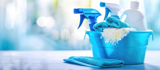 Cleaning kit Spring cleaning On a white background. with copy space image. Place for adding text or design