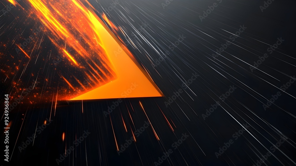 Poster dynamic orange triangle logo with motion blur conveying speed and energy