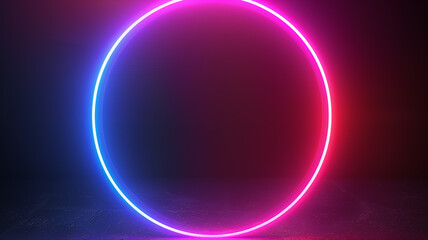 A vibrant neon circle glows against a dark backdrop, symbolizing infinity, unity, and the cycle of life.