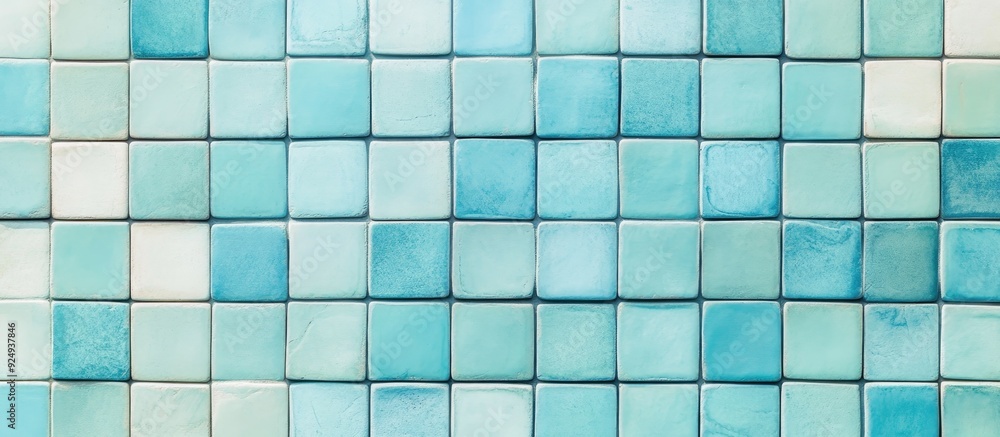 Aufkleber Textured background of pastel blue tiles. with copy space image. Place for adding text or design
