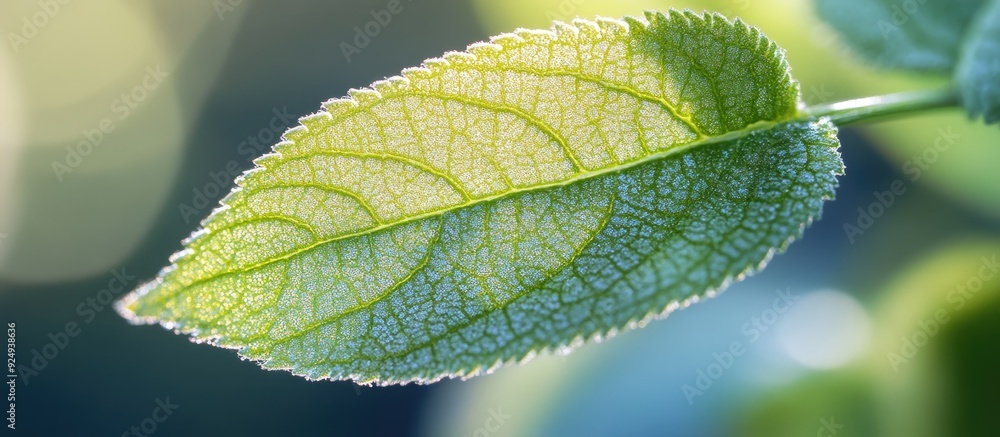 Fototapete macro image of a leaf from the false spiraea also known as sorbaria sorbifolia. with copy space imag