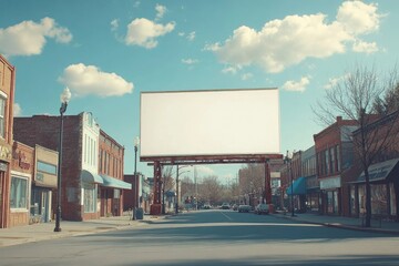 Obraz premium Blank Billboard on a Small Town Street