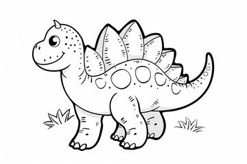 Cute dinosaur coloring page featuring a smiling stegosaurus with simple outlines