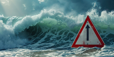 Tidal Wave Risk: Understanding the Dangers of Tidal Waves - Imagine a sign warning of the risk of tidal waves, advising coastal residents to be prepared and seek higher ground if necessary