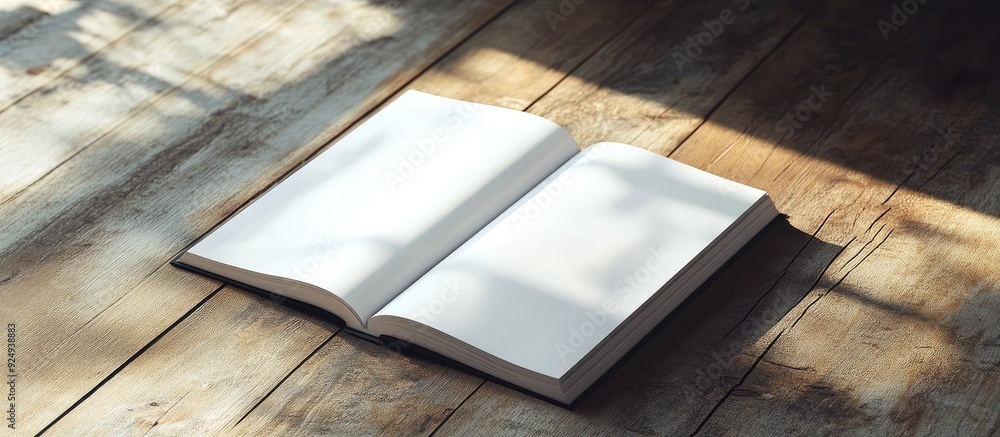 Poster blank catalog brochure magazines and book mockup on a wooden background. with copy space image. plac