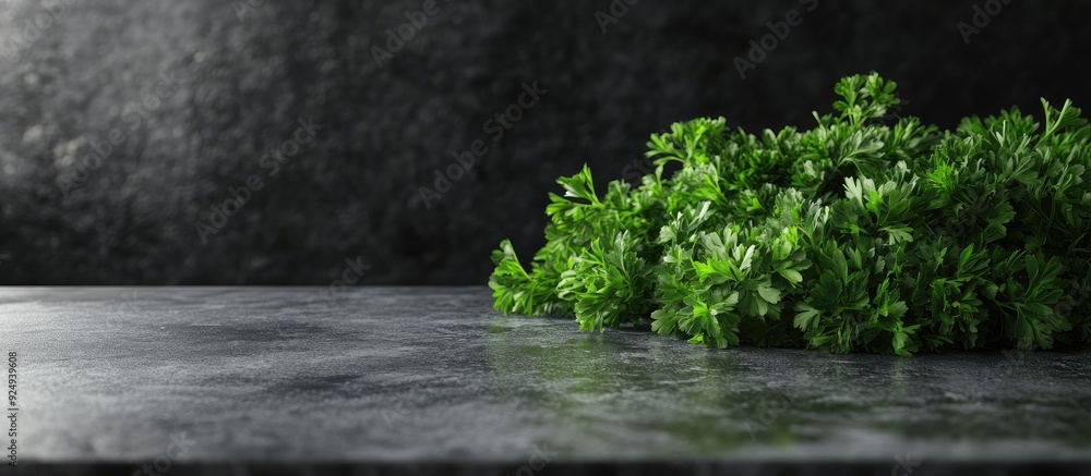 Leinwandbilder fresh parsley placed on the table. with copy space image. Place for adding text or design