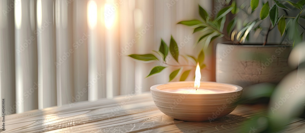 Poster white wooden candle holder on a white background. with copy space image. place for adding text or de